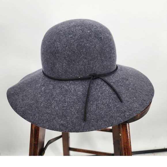 New NWT Phenix Wool Leather Trim Hat Wide Brim Floppy Winter Hat‎ - Picture 1 of 6